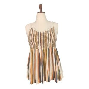 Torrid Striped Smocked Camisole Tank Adjustable Straps Boho Y2K Cottage 18-20